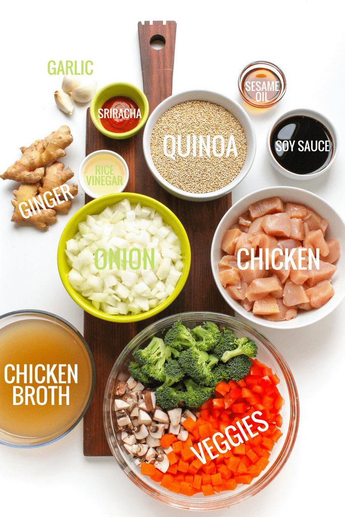 Instant Pot Quinoa Fried Rice with Chicken ingredients