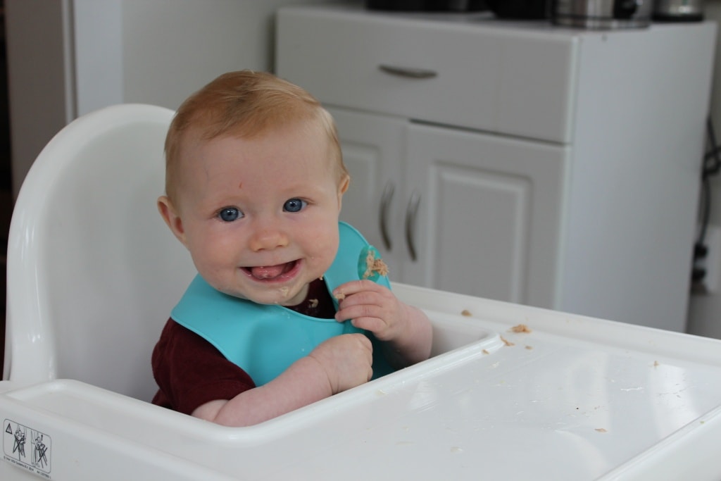 baby eating tuna salad