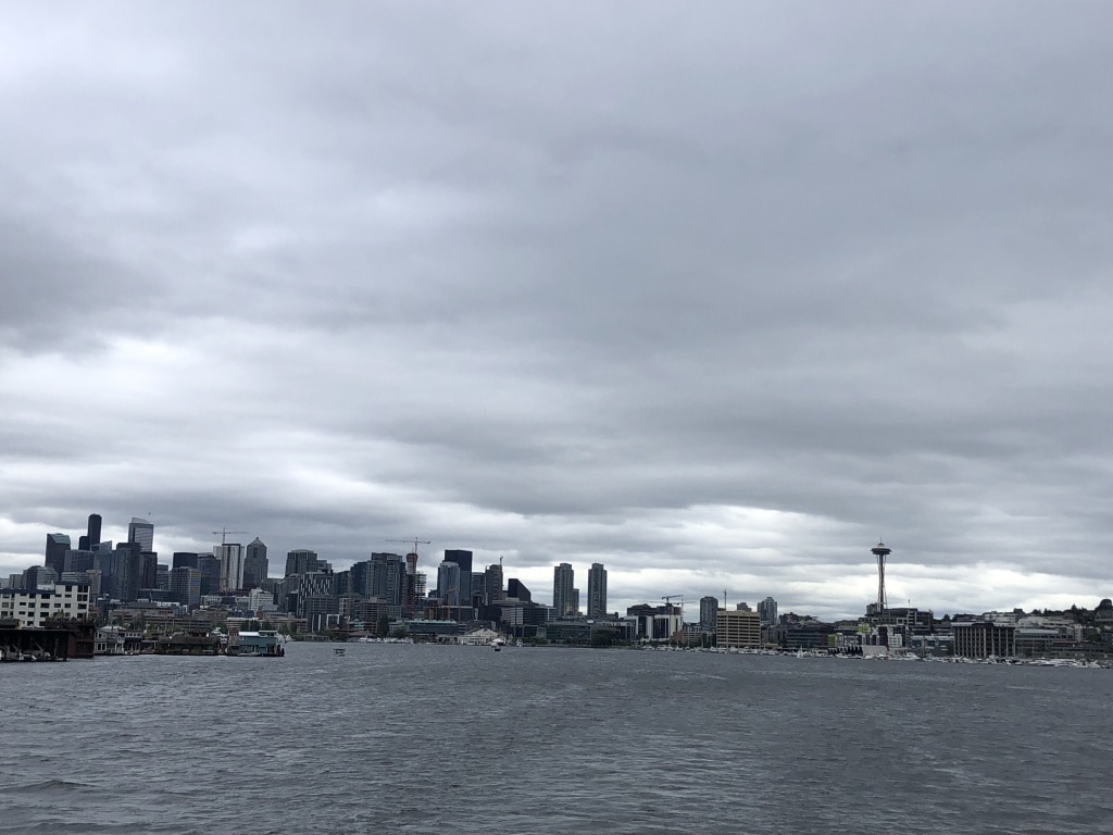 view of seattle space needle from the water
