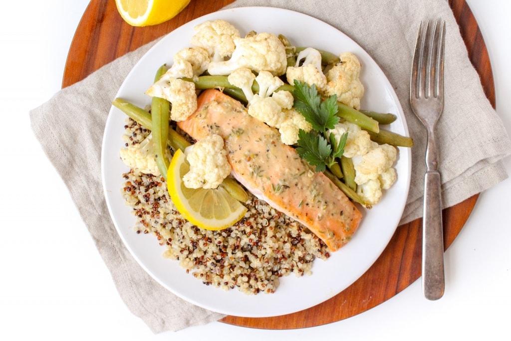 Mix & Match Sheet Pan Dinners salmon quinoa