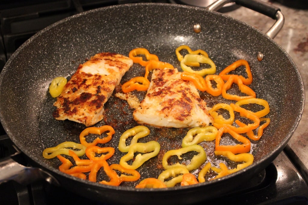 cod seared peppers