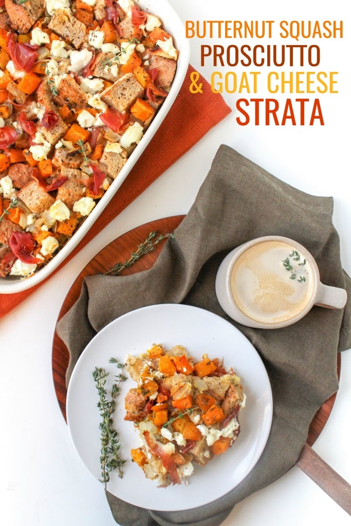 butternut squash, prosciutto and goat cheese strata recipe