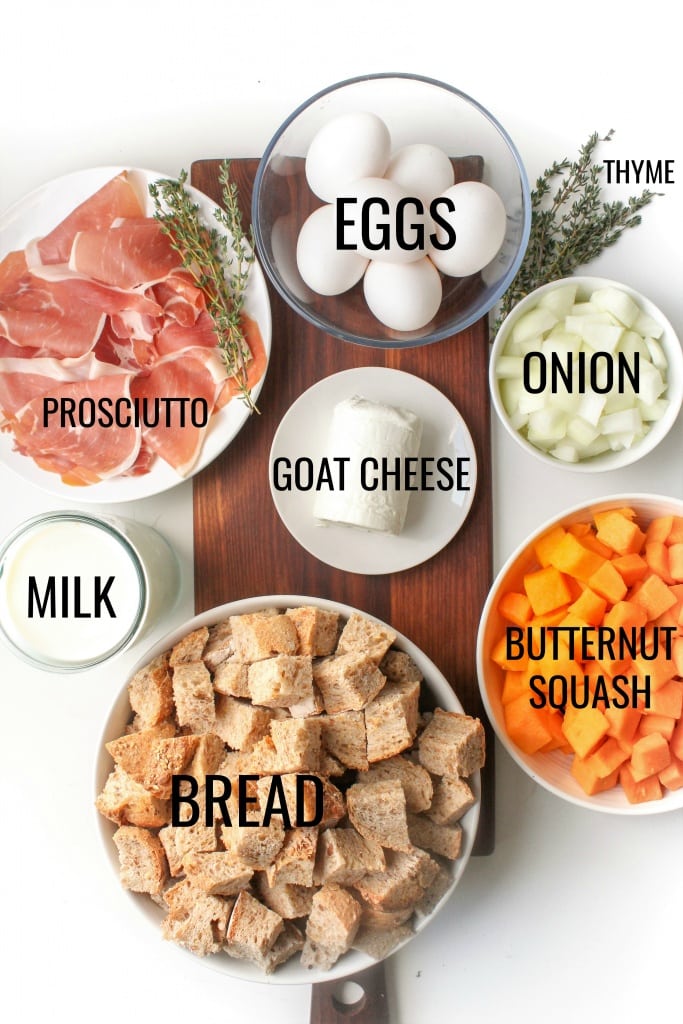 butternut squash, prosciutto and goat cheese strata recipe ingredients