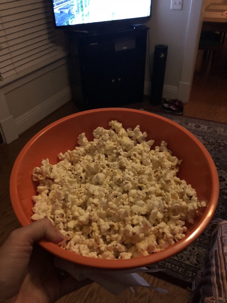nutritional yeast on popcorn