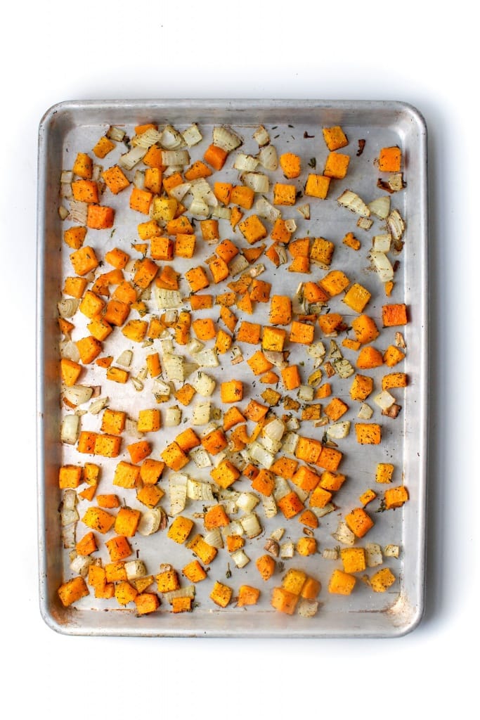 how to make butternut squash, prosciutto and goat cheese strata 