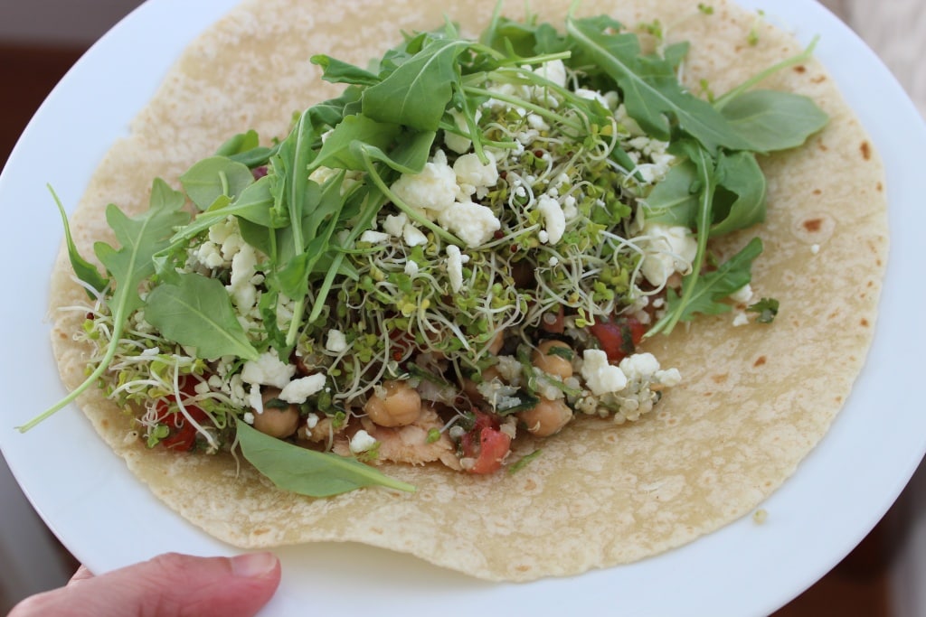salmon tabouleh lunch wrap