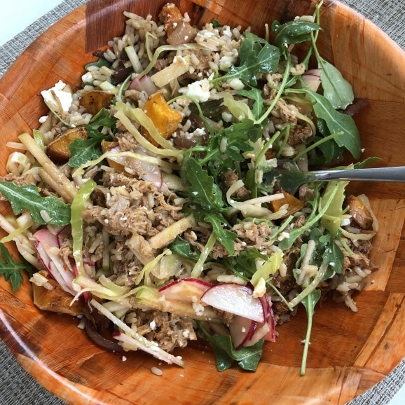 grain salad bowl leftovers butternut rice pork