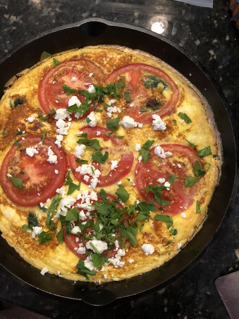 frittata with tomato slices
