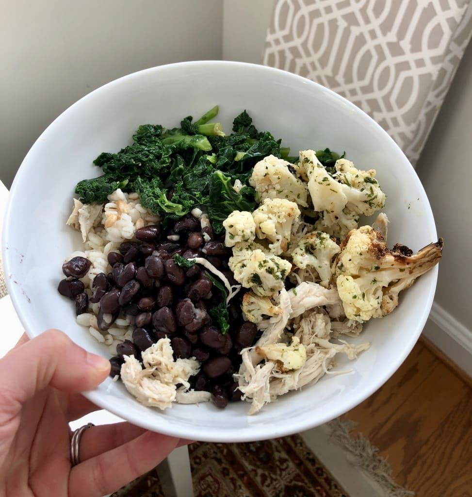 black bean chicken grain bowl