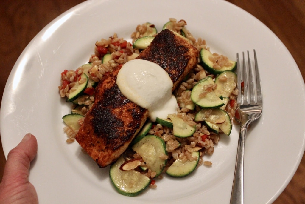 salmon with farro