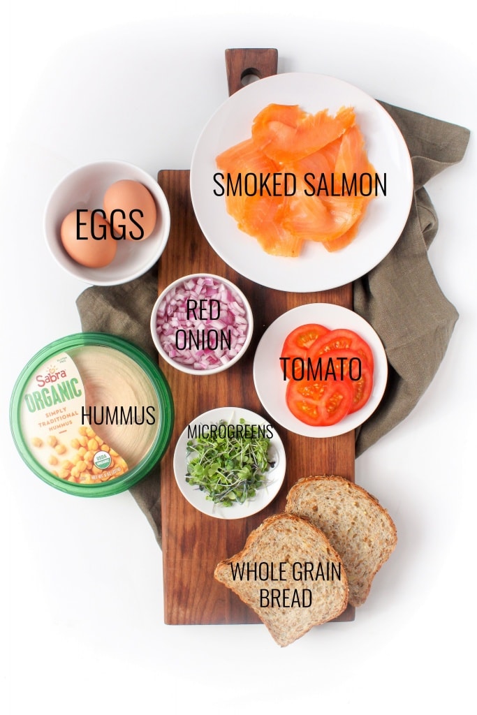 hummus toast with smoked salmon and soft boiled eggs ingredients