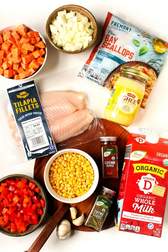 seafood and sweet potato chowder ingredients