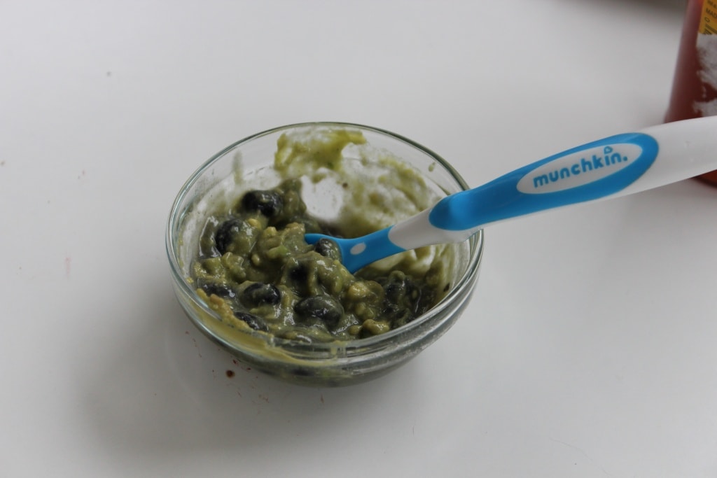 baby food idea guacamole and black beans