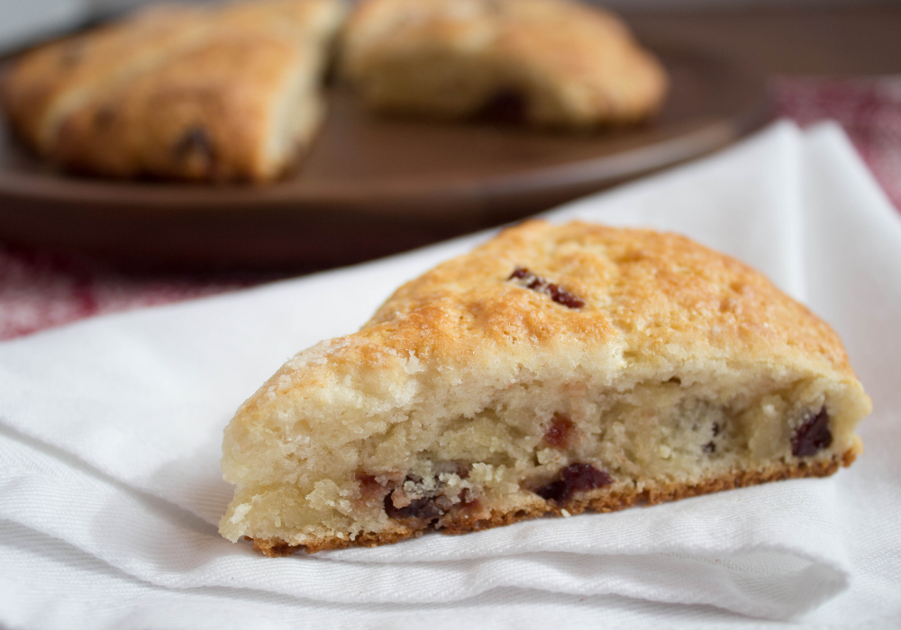 individual scone on a white linen napkin
