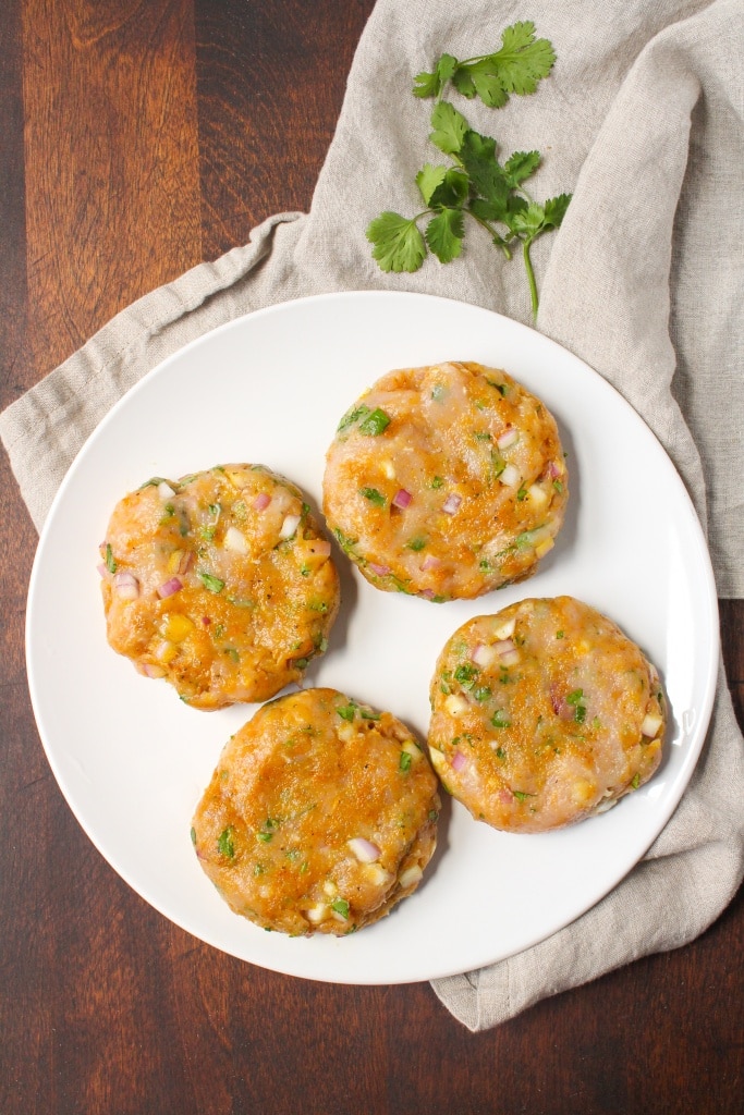 ground turkey curry patties on a plate