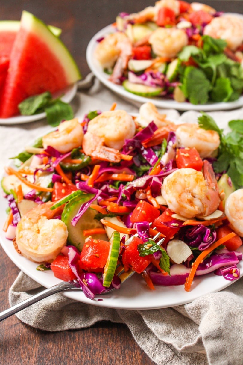 sesame shrimp watermelon salad