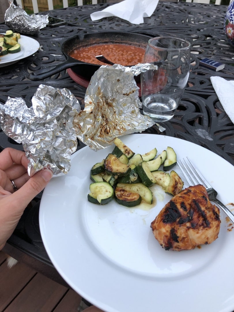 cooking veggies in foil packs on the grill