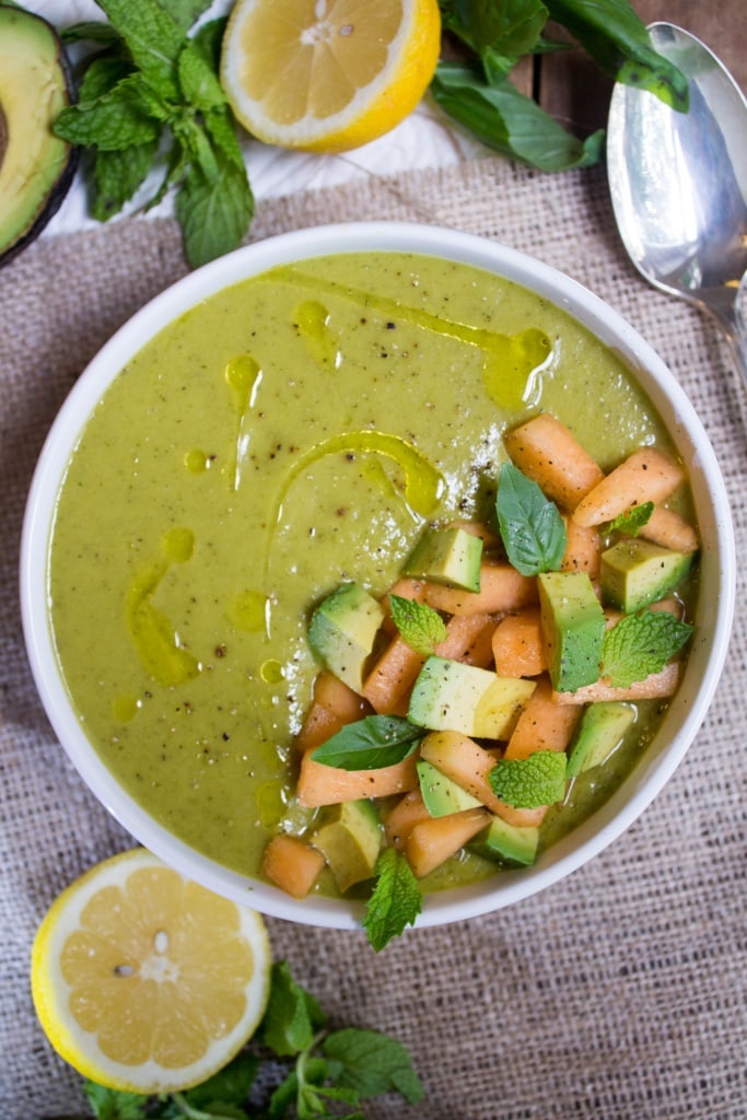 chilled cantaloupe and avocado soup