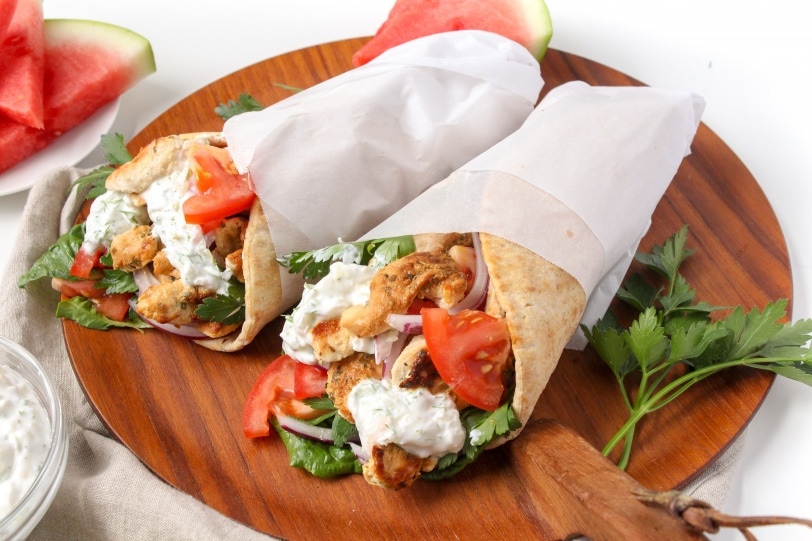 Chicken Gyros with Watermelon Rind Tzatziki