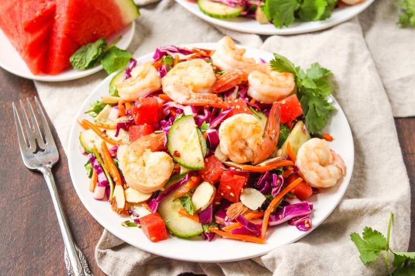 Sesame Shrimp and Watermelon Salad