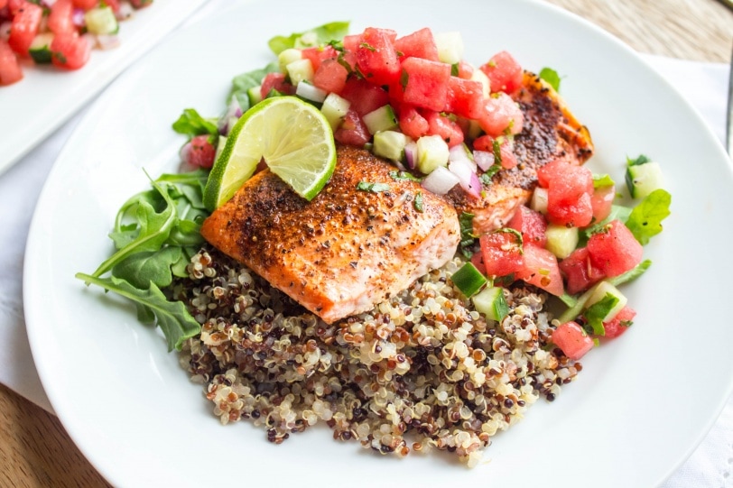 Roasted Salmon with Watermelon Salsa 