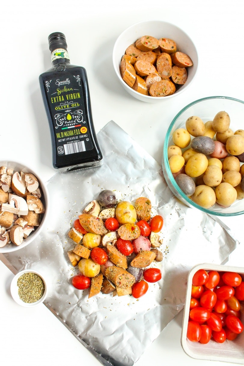 how to make sausage and veggie foil packets