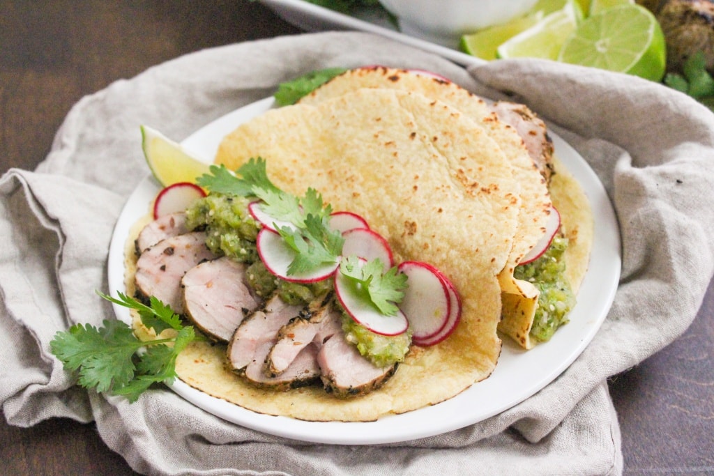 grilled pork tenderloin tacos with homemade salsa verde