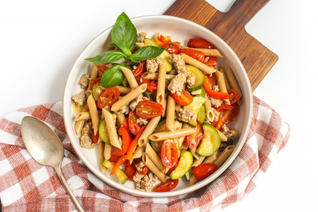 ground turkey penne pasta dinner