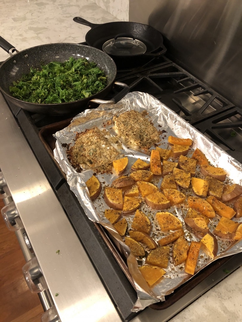 sheet pan squash fish