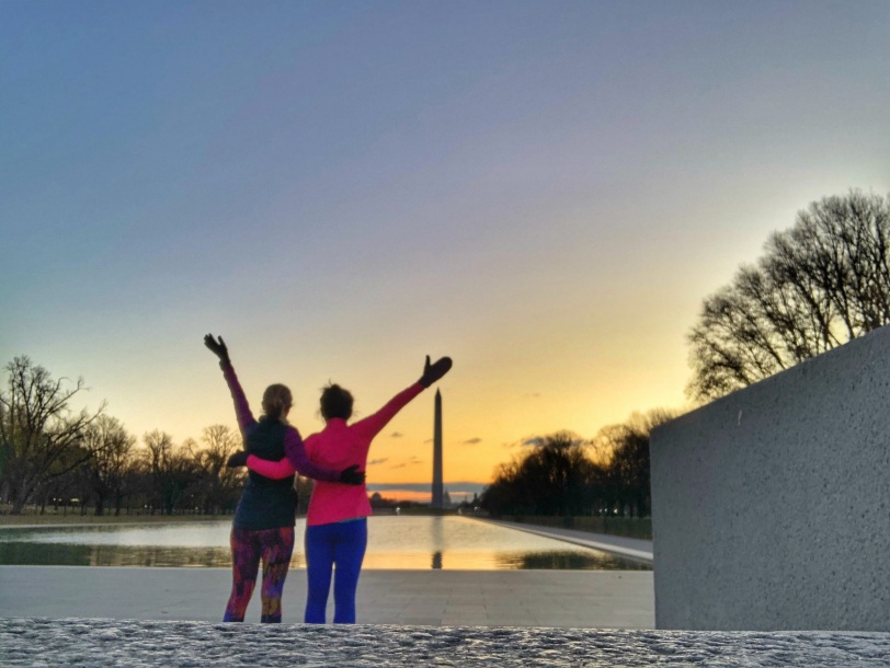 dc running sunrise view from lincoln memorial