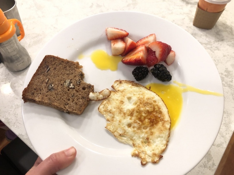 banana bread and eggs