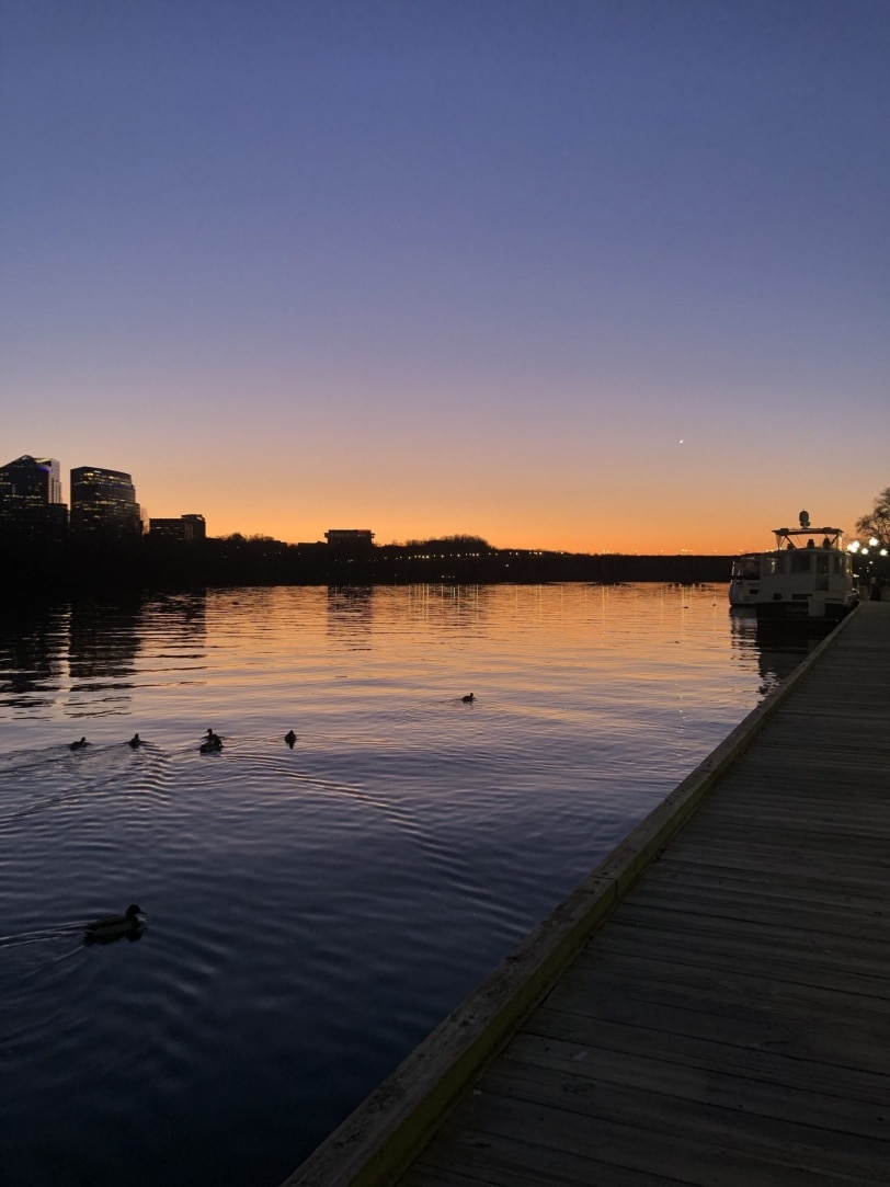 sunset on the georgetown waterfront