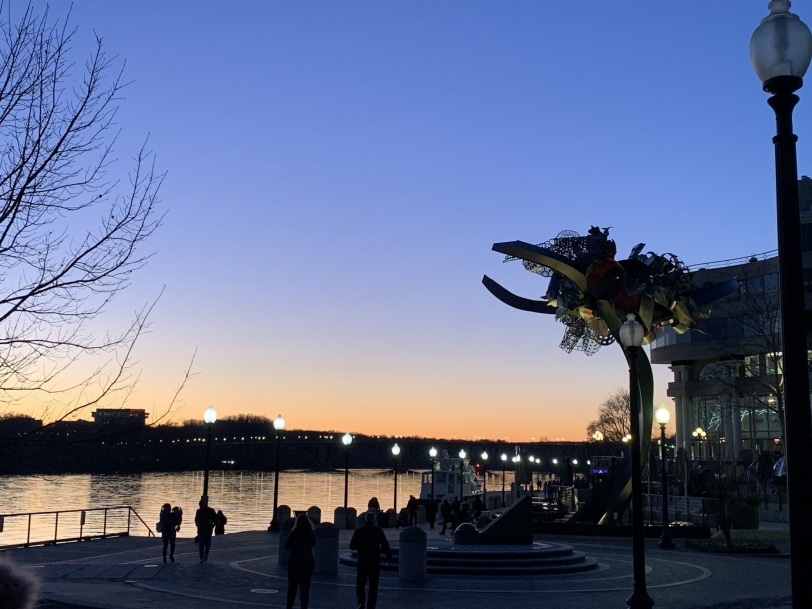 sunset on the georgetown waterfront