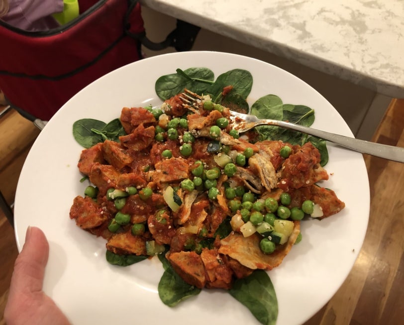 ravioli with sausage and veggies