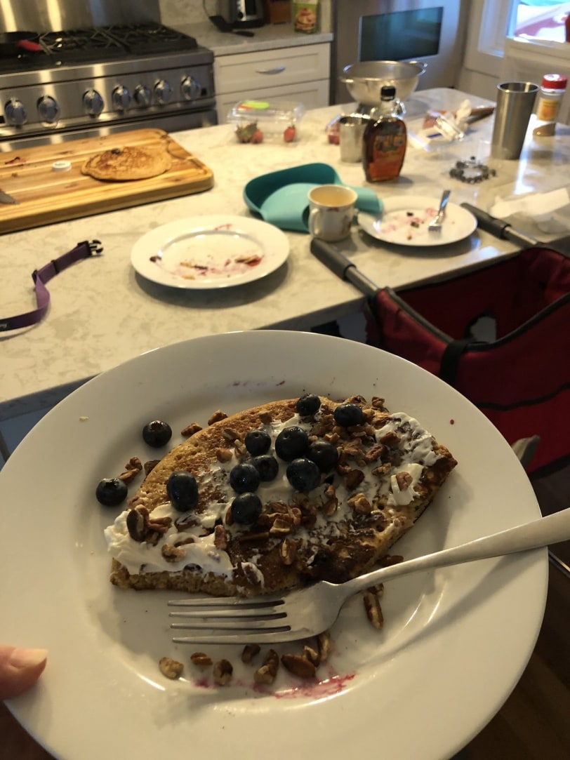 pancakes with huge kitchen mess