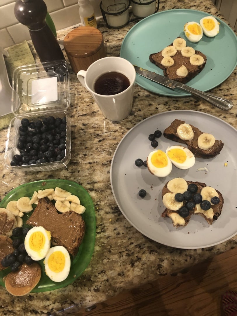 simple toast and boiled eggs breakfast