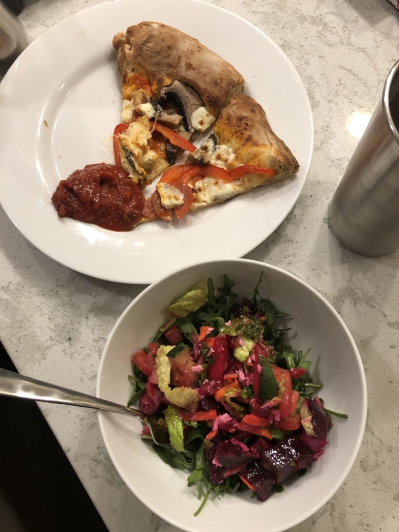 valentine's pizza and salad