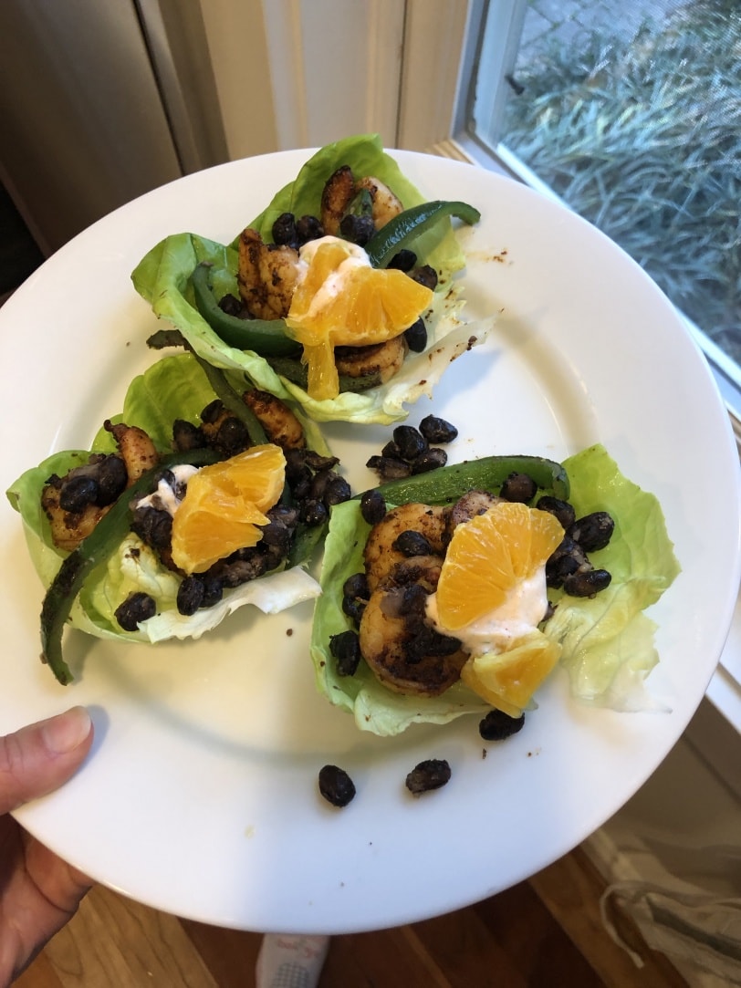 shrimp and black bean lettuce wraps