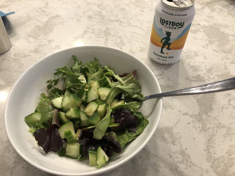 dinner phase 1: salad and hard cider