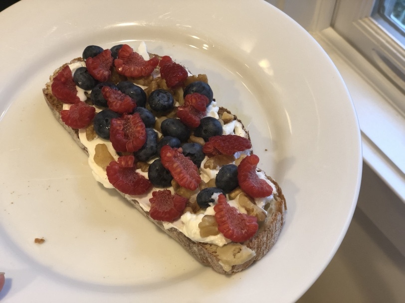 toast with yogurt, fruit, nuts