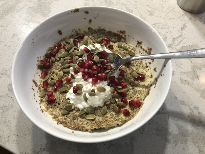 flour free breakfast pancake made in microwave