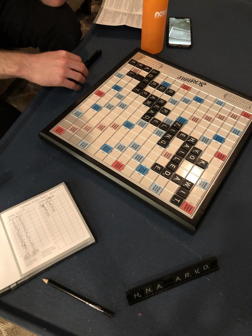 playing scrabble