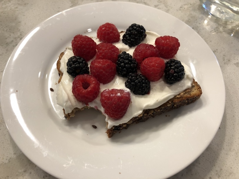 toast with nut butter, yogurt, and berries