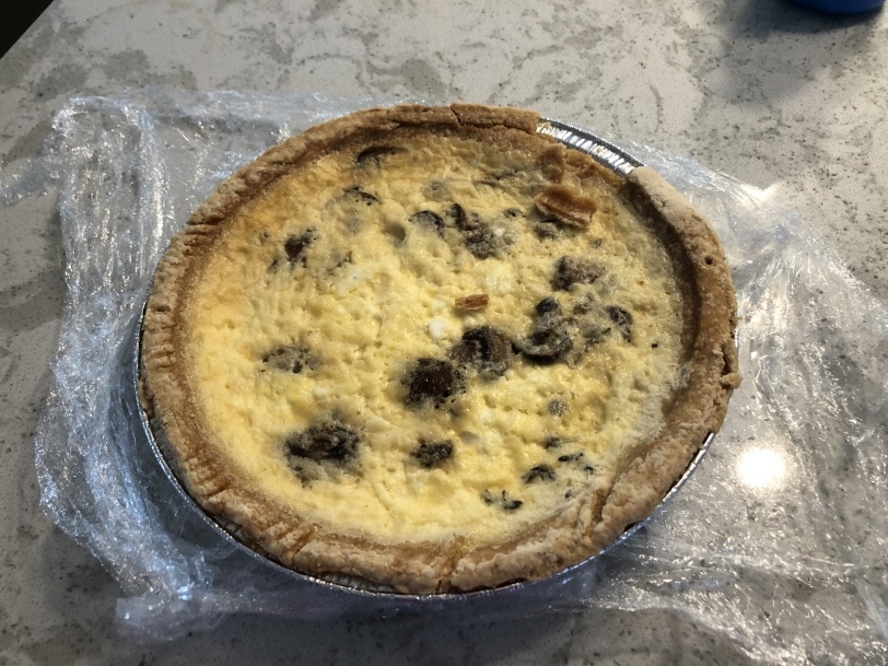 delicious mushroom and goat cheese quiche from stomping ground