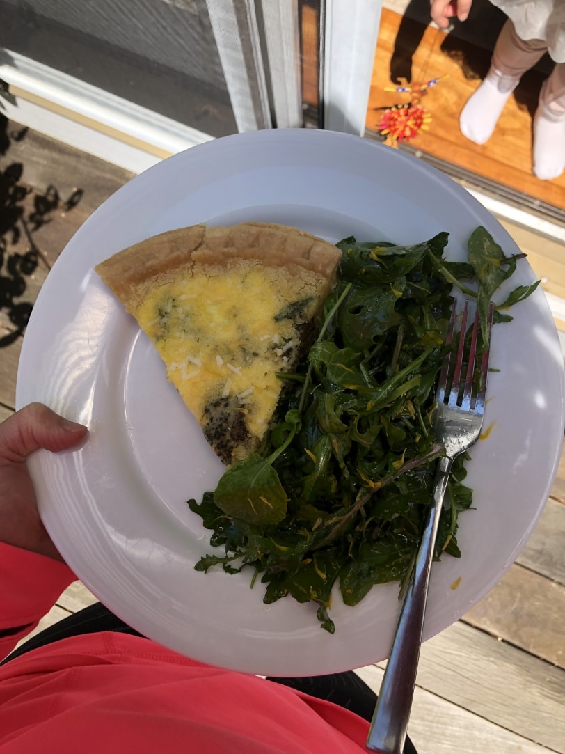 broccoli and parmesan quiche with salad 