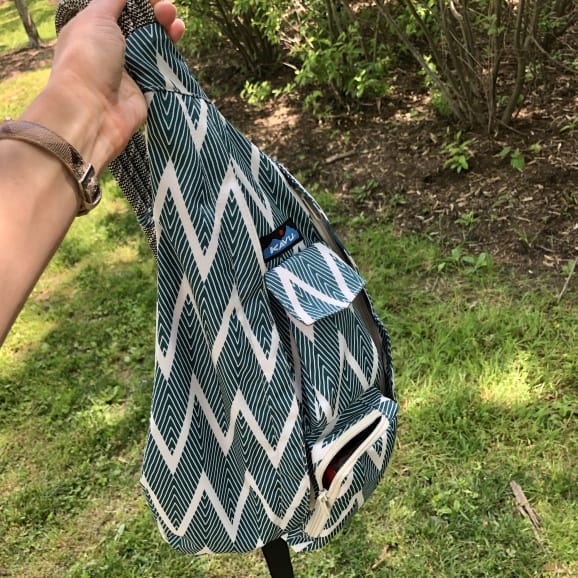 kavu blue and white striped one shoulder bag