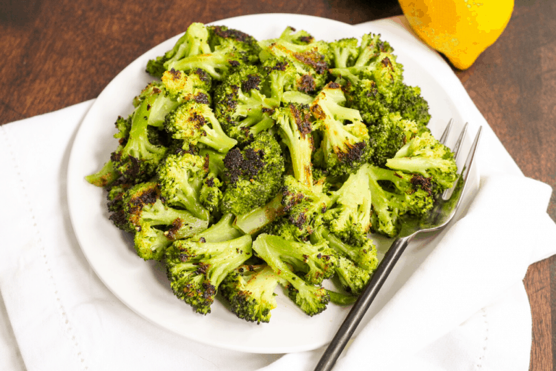 roasted broccoli on a plate