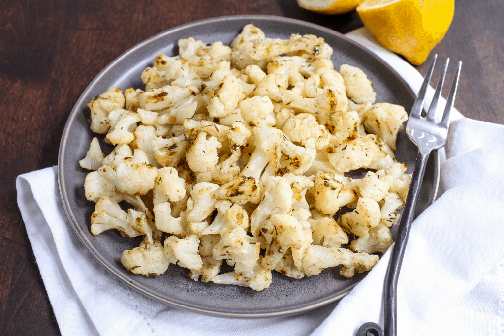 roasted cauliflower on a white plate