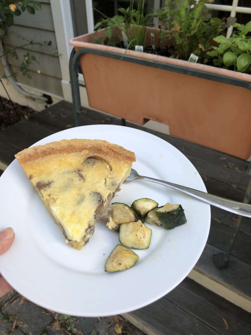 mushroom quiche with a side of leftover zucchini