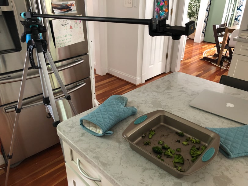 video set up for roasting frozen broccoli